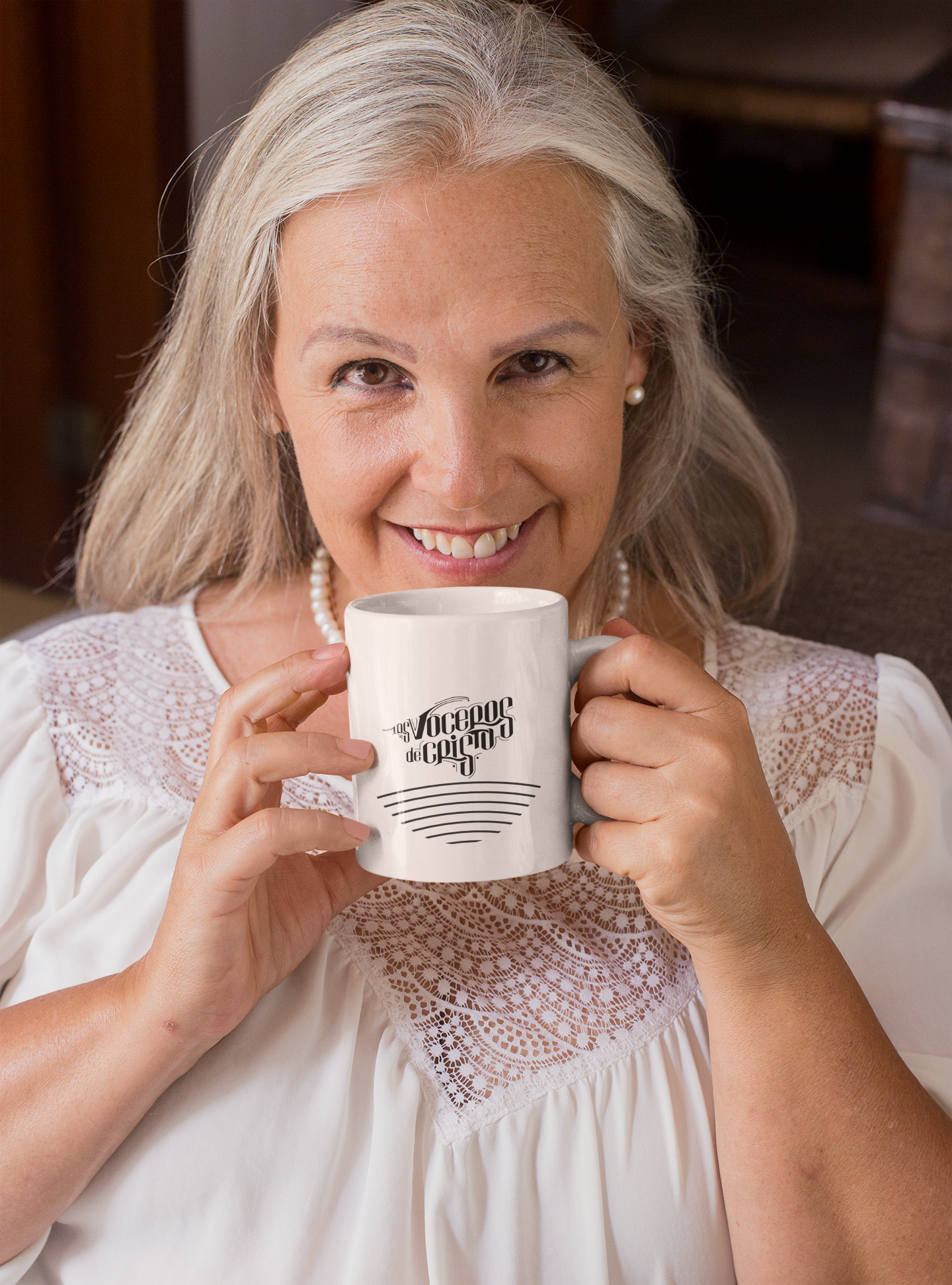 Taza blanca brillante