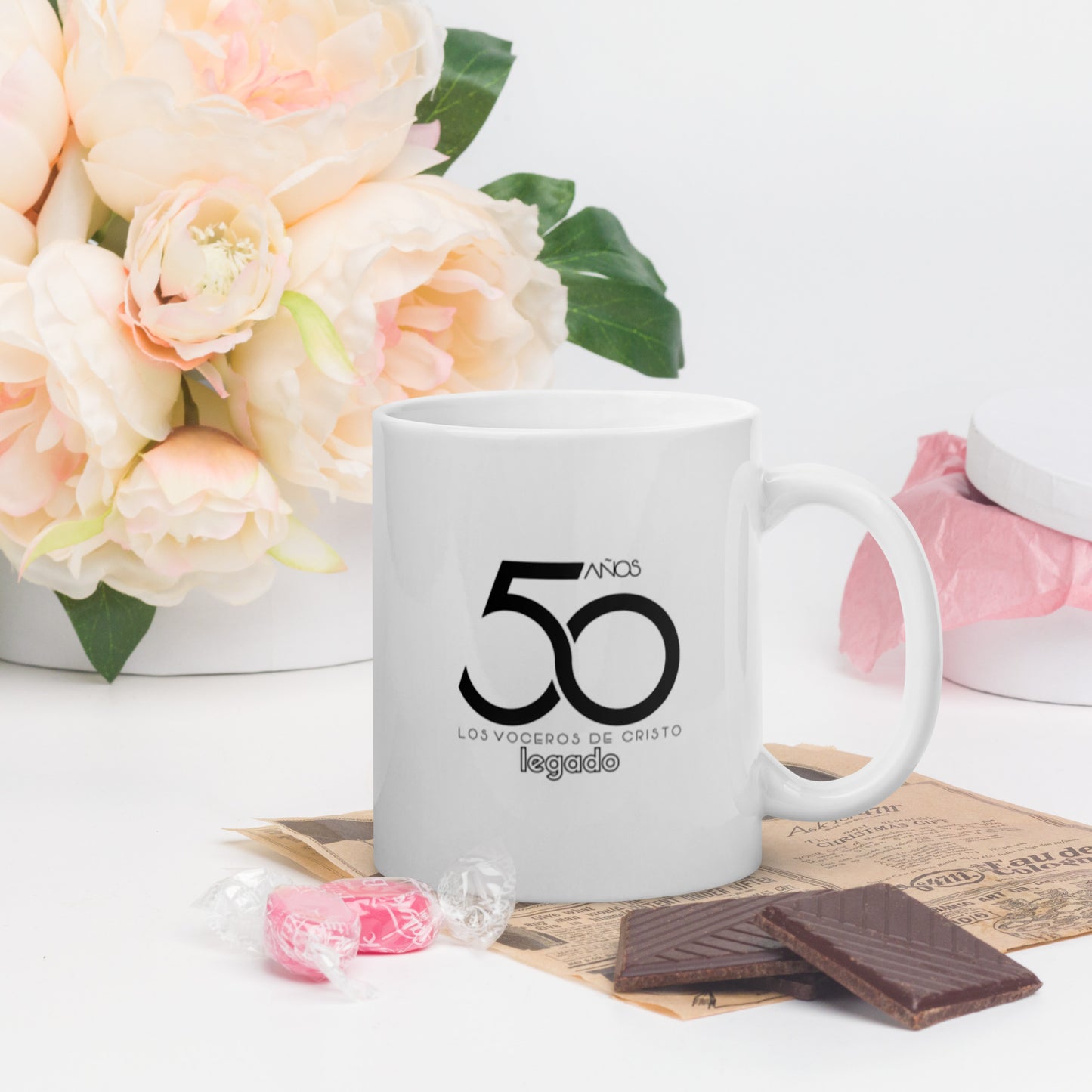 White mug 50 years